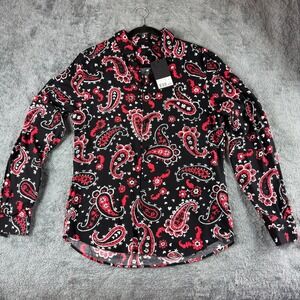The‎ Kooples Black Red Paisley Print Long Sleeve Button Up Shirt Men's Size S